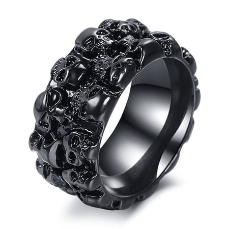 Vintage Unisex Geometric Skull Ring: Cool, Personalized Alloy Band with Intricate Surrounding Design, Individually Packed