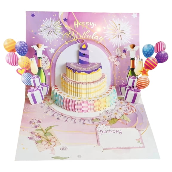 3D Birthday Greeting Card with Light and Music 3D Cake Greeting Card Light and Sound Birthday Card for Women Men Kid