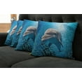 thumbnail image 2 of Ambesonne Fish Throw Pillow Cover 4 Pack, Dolphin in Ocean Marine, 20", Blue Grey, 2 of 6