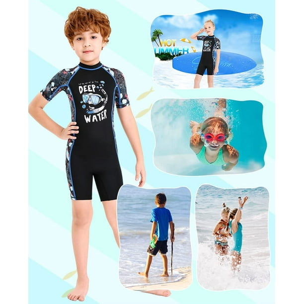 Kids Wetsuits Shorty Thermal Swimsuit,Youth Boys and Girls Wet Suits with  Back Zip,One Piece Super Elastic Full Swimwear for Snorkel  Diving,Surfing,Swimming 