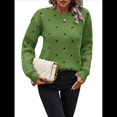 thumbnail image 3 of Suéteres de Lunares para Mujer, Jersey de Punto de Larga y Cuello Redondo. Verde M, 3 of 9
