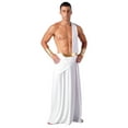 thumbnail image 3 of Sxiwei Mens Ancient Greek Warrior Costumes One Shoulder Maxi Skirts Grecian Roman Toga for Halloween Cosplay White M, 3 of 7