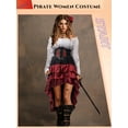 thumbnail image 5 of 2026 Halloween Pirate Costume Women, Fancy Dress Cosplay Costumes Set with Renaissance Pirate Shirt Skirt Corset Waist Belt, 5 of 9