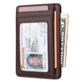 thumbnail image 2 of Buffway Slim Minimalist Front Pocket RFID Blocking Leather Wallets for Men and Women - Cross Coffee, 2 of 8