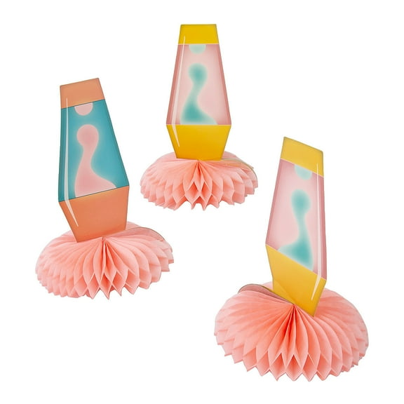 Fun Express 7 1/2" x 10 1/2" Groovy Lava Lamp Honeycomb Centerpieces - 3 Pieces