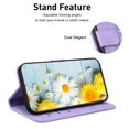 thumbnail image 4 of Dteck for Google Pixel 8 Wallet Case,Premium PU Leather Embossed Pattern Folio Flip Case with Card Holders Wrist Strap Kickstand,Folio Purse Cover for Google Pixel 8,Purple Lily, 4 of 6