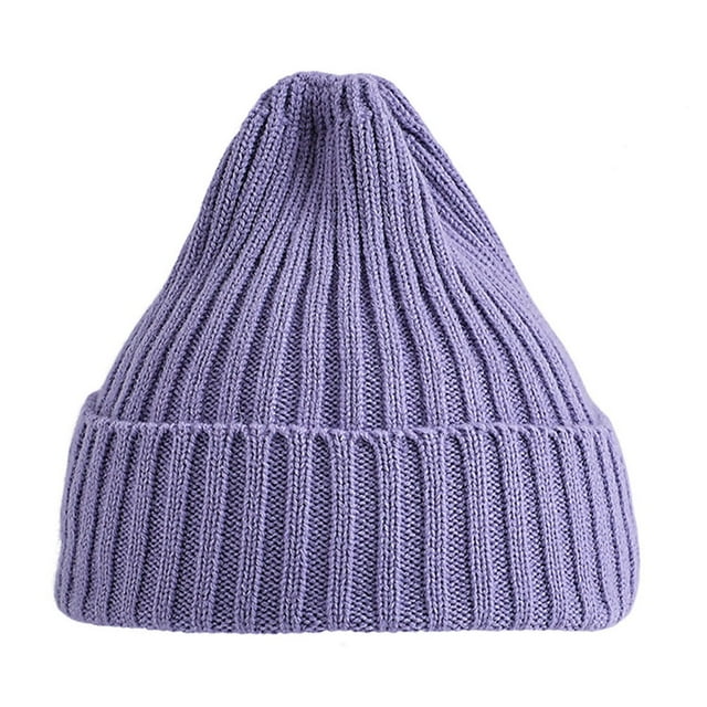 Ribbed Thickened Ear Protection Baby Beanie Winter Children Candy Colored Warm Knitted Hat Photography Props