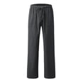 thumbnail image 3 of WREESH Womens Cotton Linen Pants Casual Color Fashionable Pocket Elastic Waist Straight Pants Dark Gray, 3 of 5