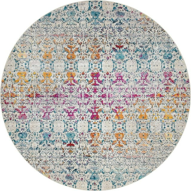 Unique Loom Charme Couleurs Foncées Tapis de Zone 7' x 7' Ronde Multi/ivoire