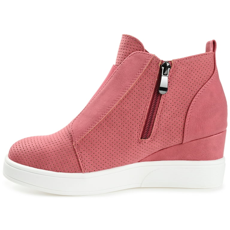 Journee Womens Clara Round Toe Inside Zip Wedge Sneakers, Widths