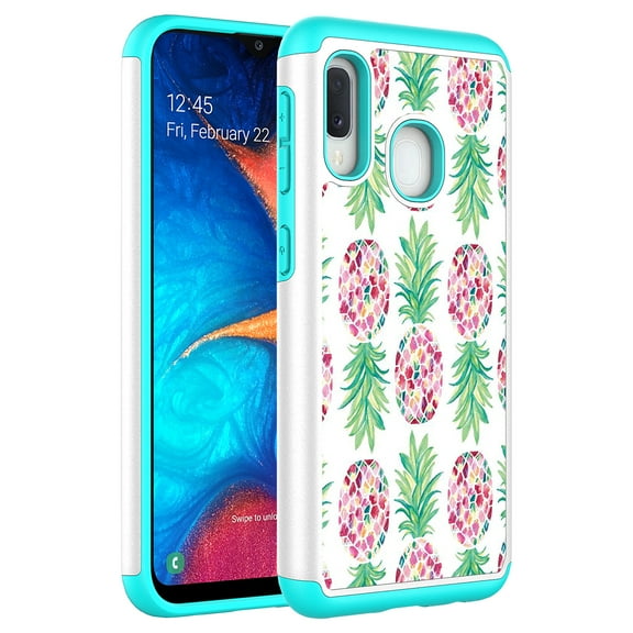 Samsung Galaxy A50 Case, KAESAR Hybrid Dual Layer Graphic PU Leather Colorful TPU Fashion Protective Cover Armor Case for Samsung Galaxy A50 (Pineapple)
