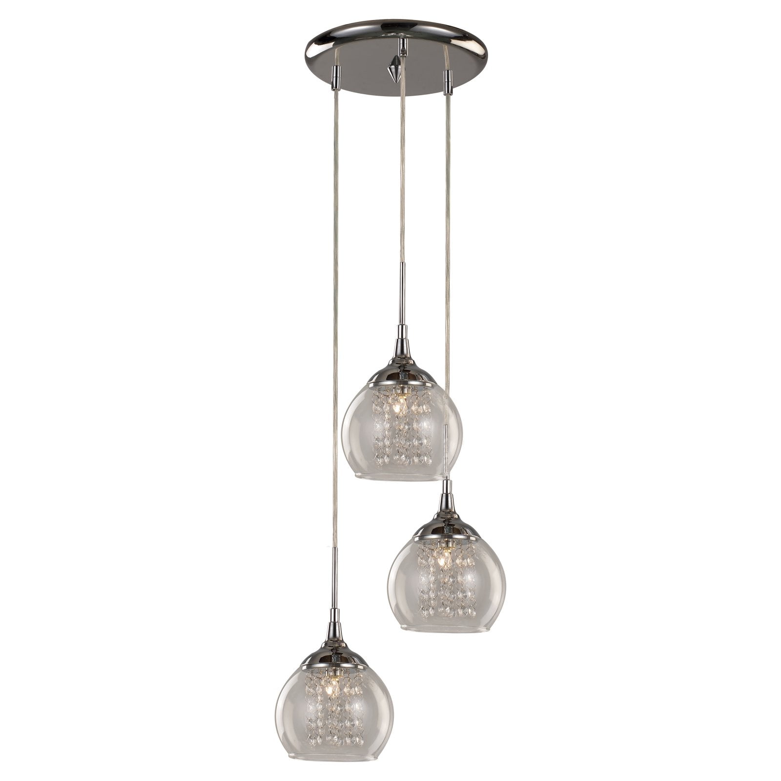 Trans Globe Lighting MDN1218 Glass and Crystal 3Light Drop Pendant