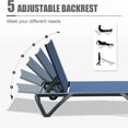 thumbnail image 5 of Miekor Furniture Outdoor Lounge Chair, 2 Pieces Aluminum Plastic Patio Chaise Lounge with 5 Position Adjustable Backrest and Wheels, All Weather Reclining Chair for Patio, Navy Blue MK2181, 5 of 6