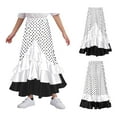thumbnail image 5 of TiaoBug Kids Girls Polka Dots Layered Ruffle Flamenco Skirt Spanish Folklorico Gypsy Full Circle Dance Skirts White 10, 5 of 7