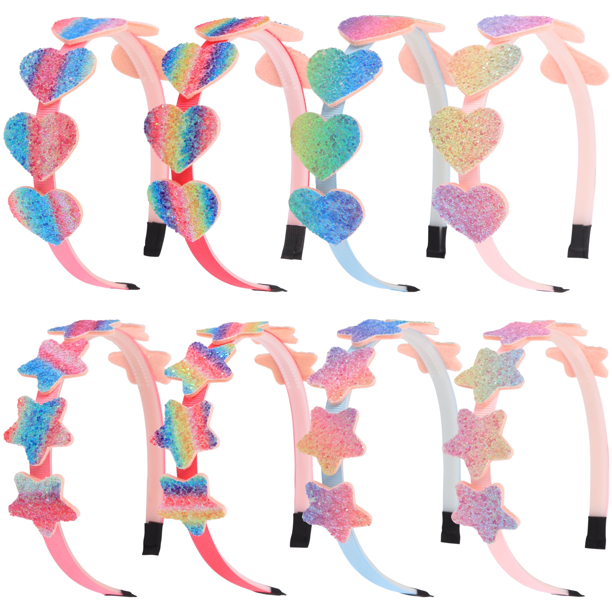 8pcs Glitter Heart Girls Headbands Rainbow Star Hariband for Children Girls Hair Accessories