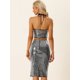 thumbnail image 3 of Falda con Lentejuelas Brillantes para Mujer Falda para Fiesta con Abertura Lateral  Plata XL, 3 of 6