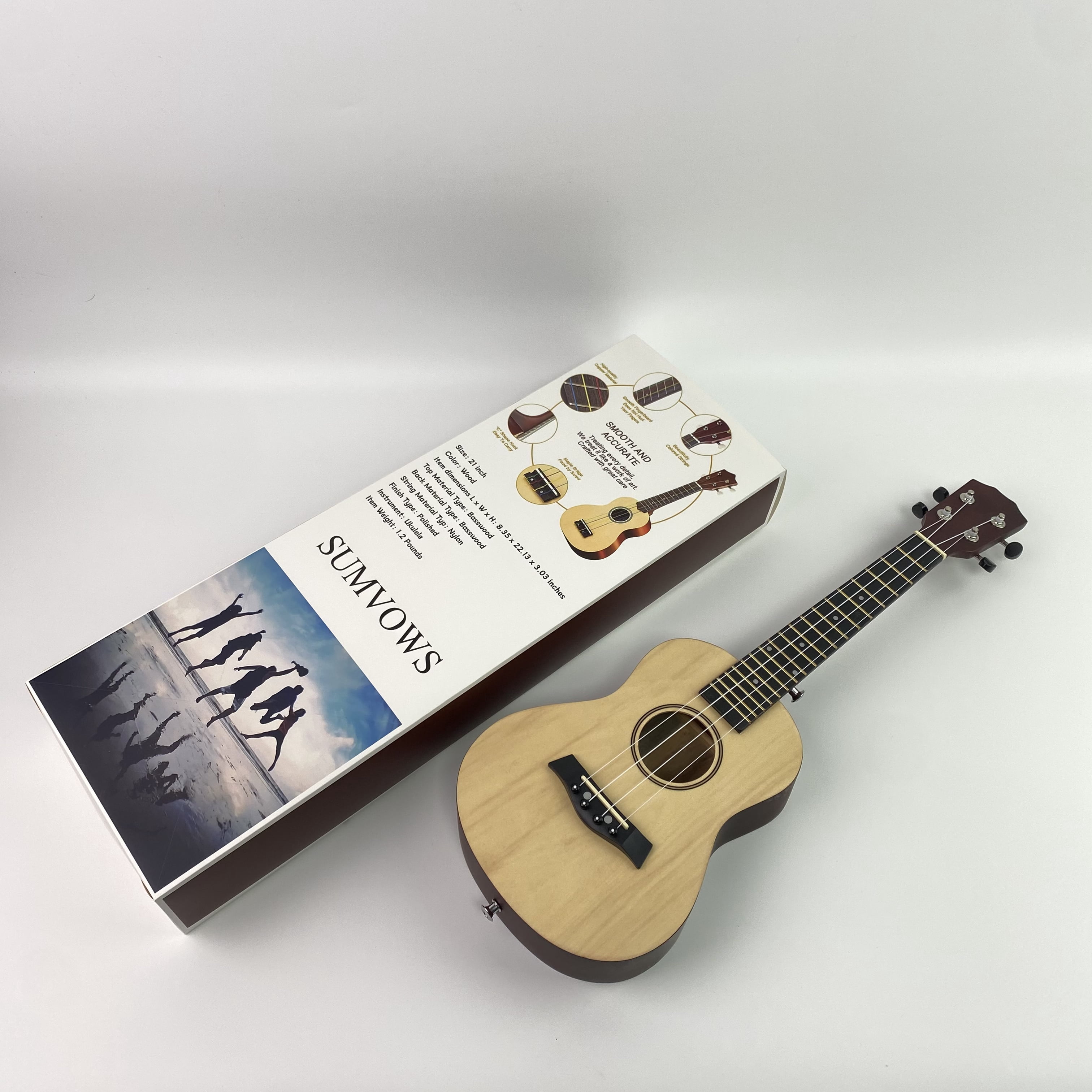 SUMVOWS Ukeleles - 21 Inch w/String Mahogany Soprano Ukulele