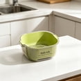 thumbnail image 5 of Double-Layer Plastic Colander, Large Capacity Food Strainer, Fruits Vegetables Washing Draining Basket, Detachable and Stackable Multi-Layer Strainer Bowl, Easy to Clean for Kitchen, 1Pc,Green, 5 of 7