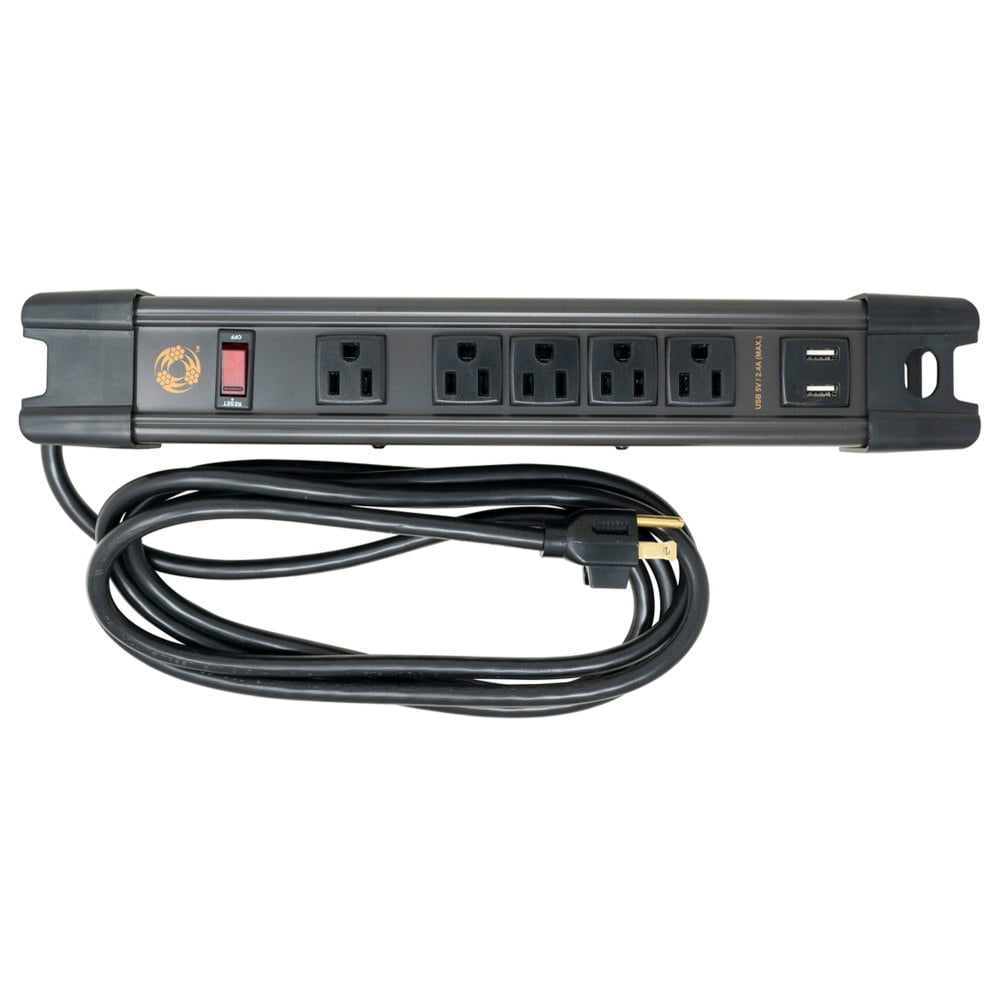 Southwire 5127 AllMetal HeavyDuty Power Strip with 2.4 USB, 5 Outlets, 8' Cord