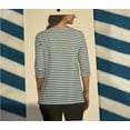 thumbnail image 3 of Lands' End 3/4 Sleeve Boat Neck Pima Cotton Tee. Blue. Size Medium, 3 of 3