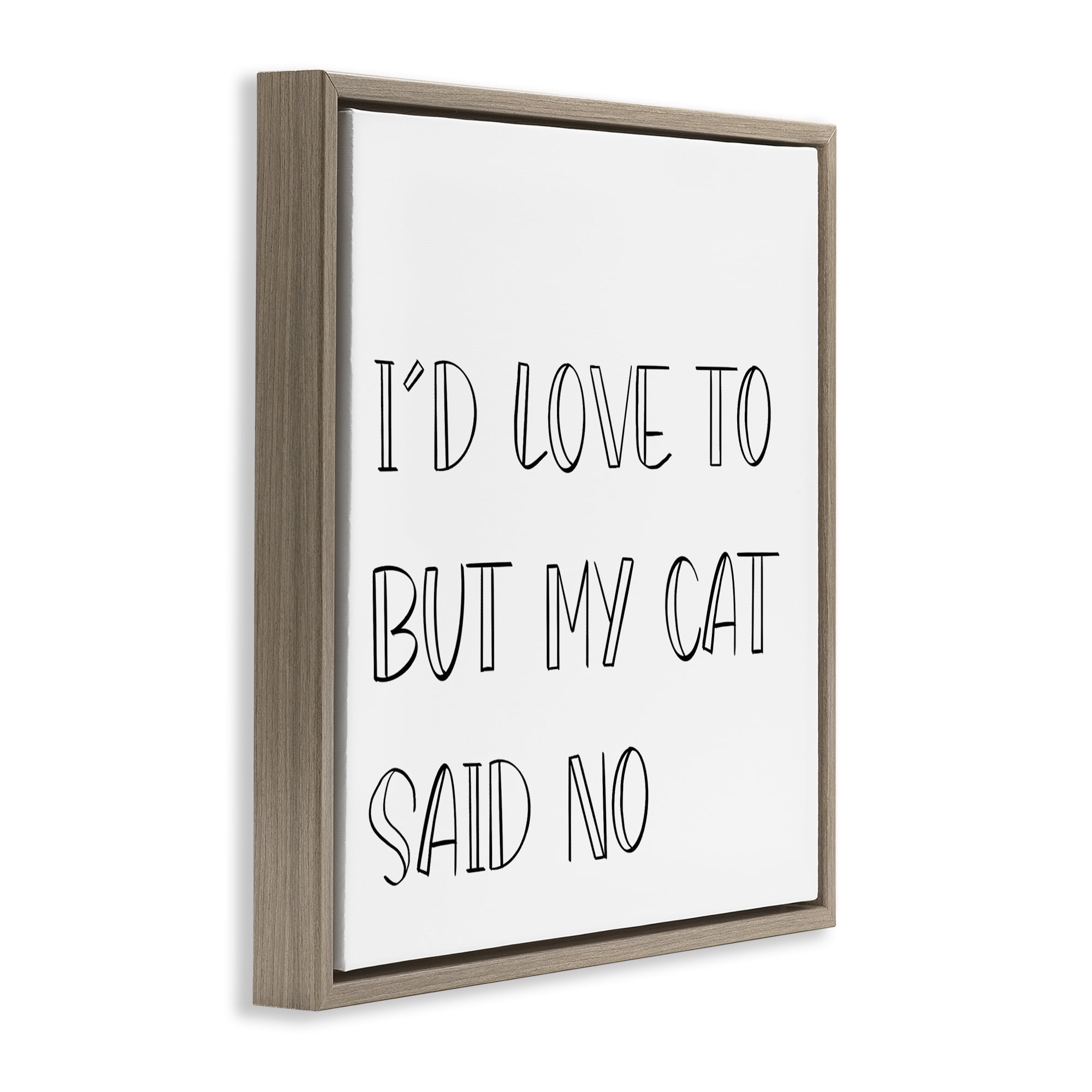 Stupell Industries My Cat Said No Text & Numbers Painting Brown Floater Framed Canvas Art Print Wall Art, 18 x 18