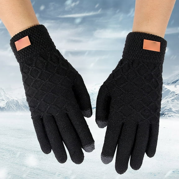 Bramtres Snow Gloves,Ski Gloves Autumn And Winter Knit Warm And Fleece Thickened Gloves Winter Riding Gloves Gloves for Cold Weather,Winter Gloves Black