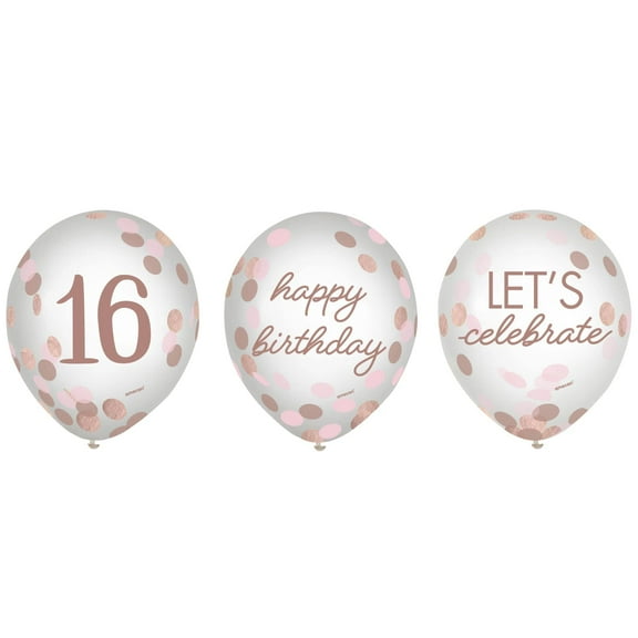 Premium Sweet Sixteen Pink Latex Confetti Balloons - 12" (6 Pcs) - Perfect for Celebrations, Parties & Momentous Milestones