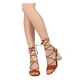 thumbnail image 1 of New Women Liliana Halsey-014 Faux Suede Lace Up Metallic Block Heel Sandal, 1 of 3