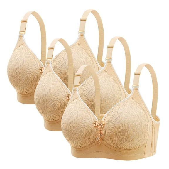 jobturf 3 Pack Bras for Women Lace Push Up No Underwire Full Coverage Bralettes Comfort Adjustable Strap Support Tshirt Bras