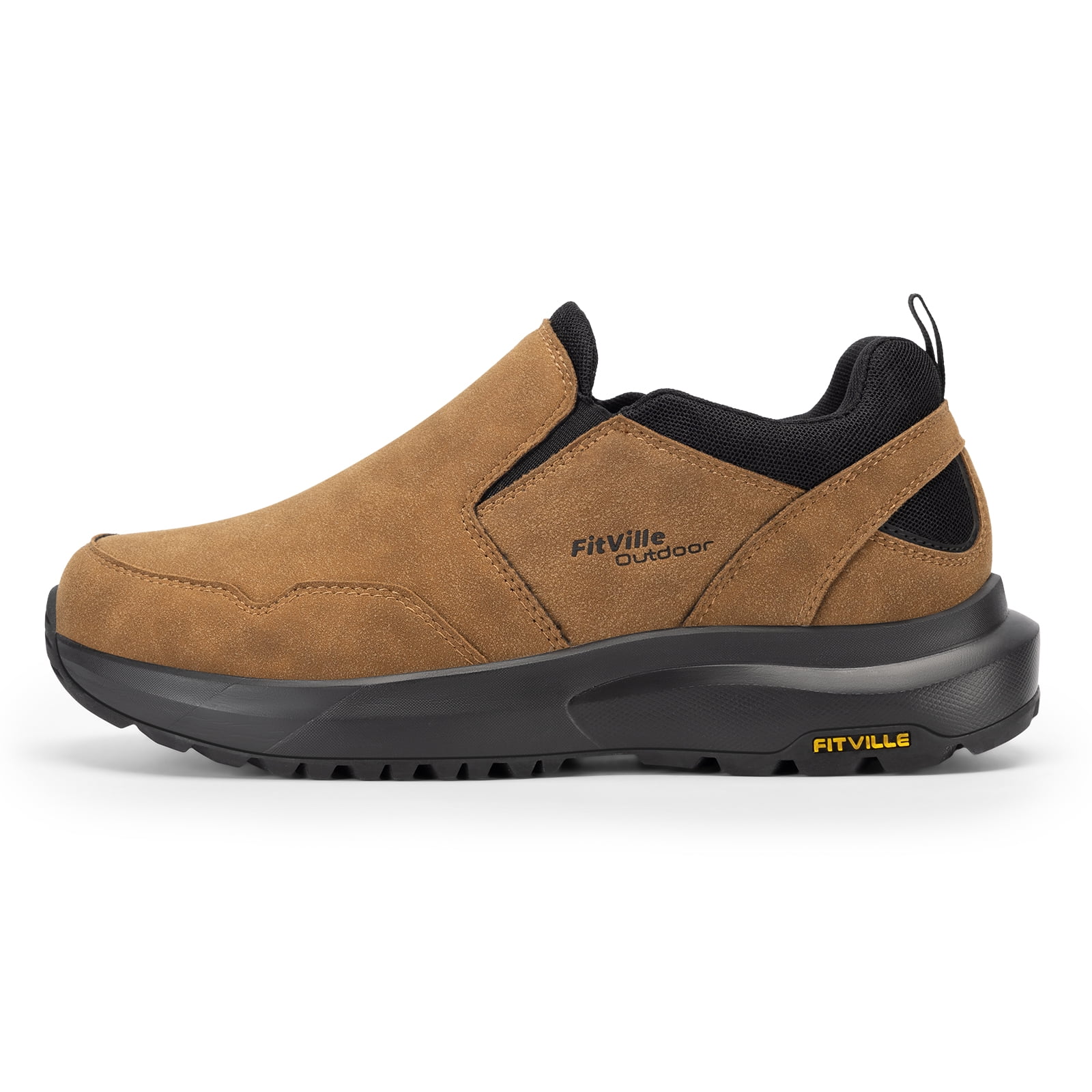 FitVille Mens Extra Wide Hiking Shoes Slip on Outdoor Walking Shoes Mountain Sneaker Loafers
