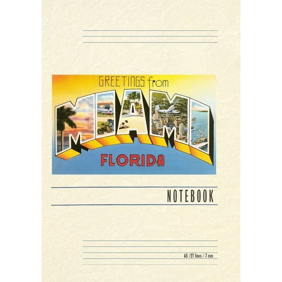 Vintage Lined Notebook Greetings from Miami, Florida (Paperback)
