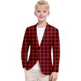 thumbnail image 2 of Rggeeun Toddler Boys Outerwear Big-Plaid Printed Woven Lapel Long Sleeve Formal Suit Cardigan Slim Fit Jacket Buttons On Fashion Casual Coat Business For Kids Fashion Wear,Wine,11-12 Years, 2 of 4