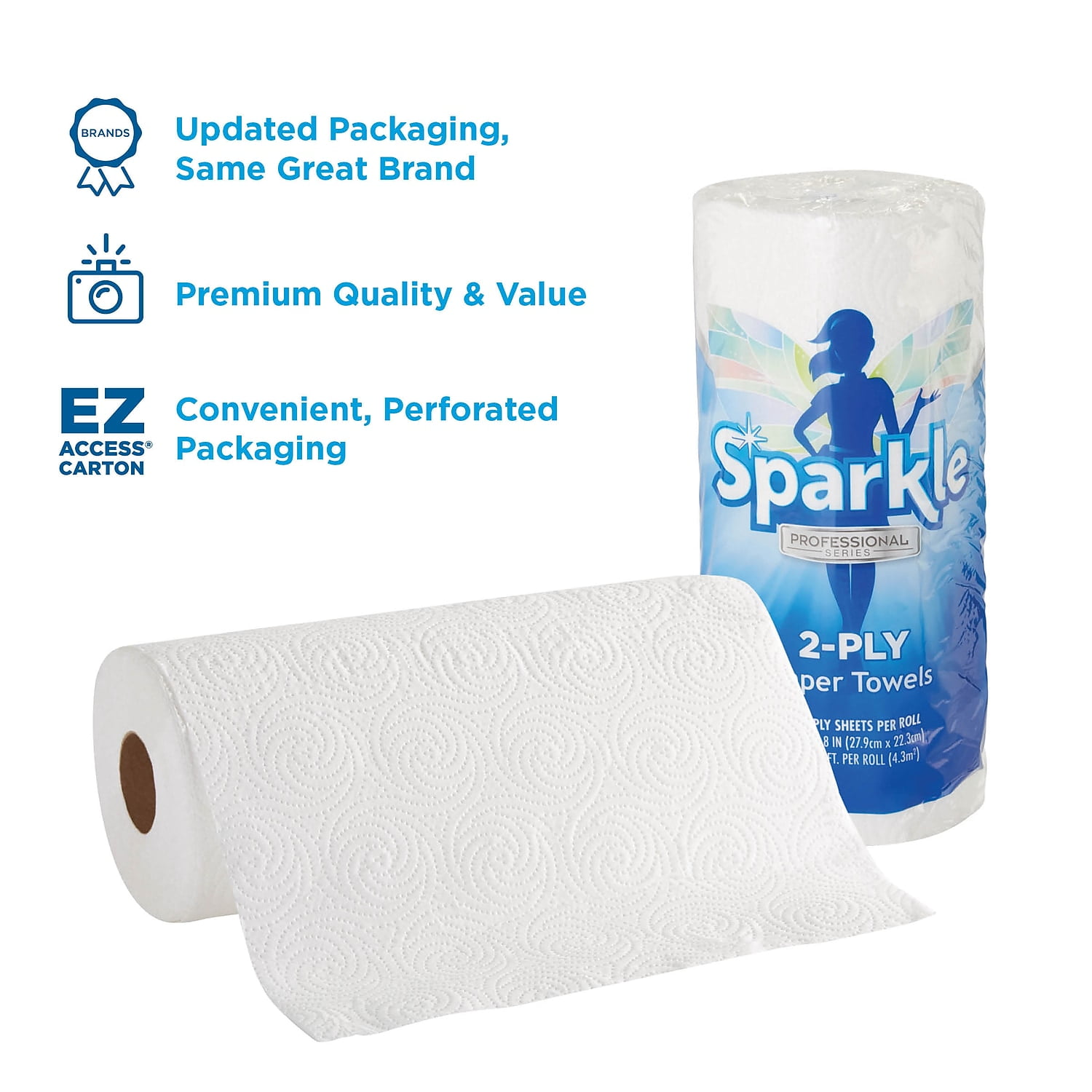 Georgia Pacific Professional Sparkle ps Premium Perforated Paper Kitchen Towel Roll , White, 8 4/5 x 11, 85/Roll, 15 Roll/Carton -GPC2717714
