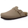 thumbnail image 1 of Zuecos de ante con forro de piel para mujer, pantuflas con plantilla de corcho peludo, chanclas de algodón cómodas para hombre, zapatos planos cortos de corcho afelpado para invierno, 1 of 6