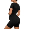 thumbnail image 6 of Women's Maternity Casual Outdoor Yoga Set Crewneck Short Sleeve T Shirts Top Yoga Shorts Two Piece Set Pregnant Solid Color Quickly Dry Short Sleeve Shorts Athletic Outfits, 6 of 6