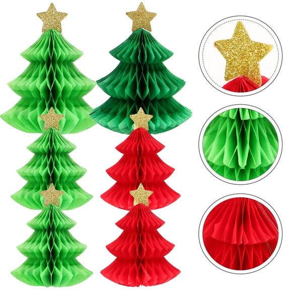 Raindrops Xmas Party Decorations Honeycomb Centerpieces Red Paper 6Pcs 9.3X7.1X7.1In