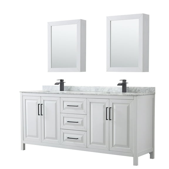 Wyndham Collection WCV252580DWBCMUNSMED Daria 80" Free Standing Double Vanity Set - White