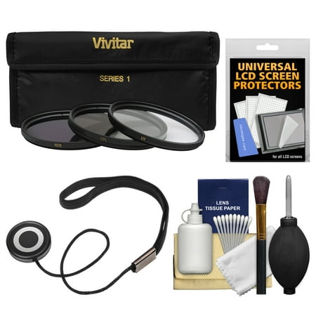 Vivitar 3-Piece Multi-Coated HD Filter Set (82mm UV/CPL/ND8) with CapKeeper + Accessory