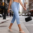 thumbnail image 6 of Women's High Waisted Straight Leg Cropped Jeans Casual Trendy Summer Denim, 6 of 8