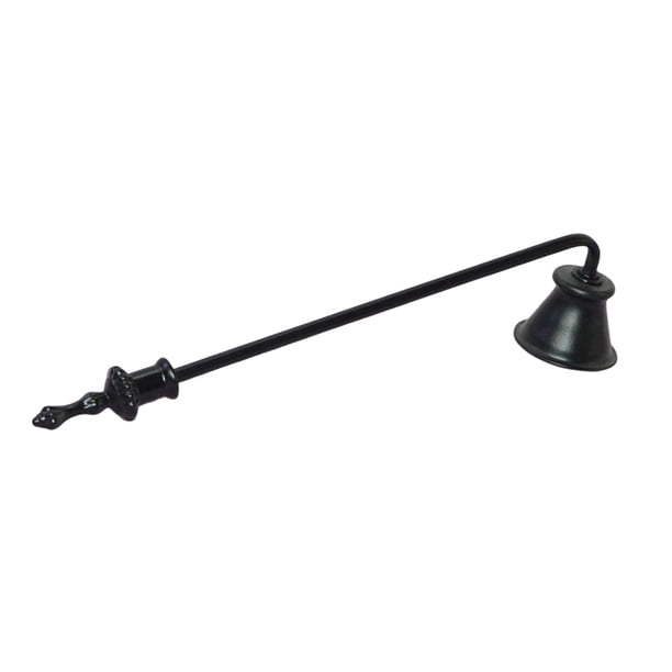 Extintor de velas de 9 pulgadas con cortador de mecha en forma de campana para apagar la llama de las velas. Negro
