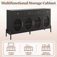 thumbnail image 6 of Litake 62" Large Sideboard Buffet Cabinet with Storage and 3 Drawers, Buffet Table Coffee Bar Storage Cabinet with 4 Glass Doors for Dining Room, Living Room, Kitchen, Black/White/Oak, 6 of 7