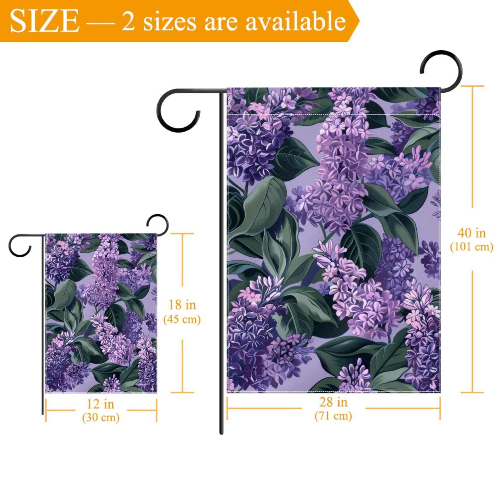 Welcome Lilac Flower Floral Pattern Garden Flag, Vertical Double Sided Small House Flag, Yard Farmhouse Outdoor Deck Veranda Lawn Decor 28x40 Inch