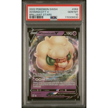 Pokemon Brilliant Stars Whimsicott V 064 PSA 10