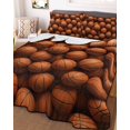 thumbnail image 3 of Quilts Queen Size Bedding Set, Basketball Lightweight Quilted Comforter, Modern Chic Classic Sports Balls Textured Soft Reversible Bedspread Coverlet with Pillow Covers for All Season, 90" x 96", 3 of 7