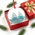 thumbnail image 5 of romoty Sea Glass Style Sailing Pendant, Forever Sailing Side By Side Round Acrylic Ornament, 3.14" Diameter Nautical Decor for Car Rearview Mirror, Anniversary & Valentine's Day Gift, 5 of 6