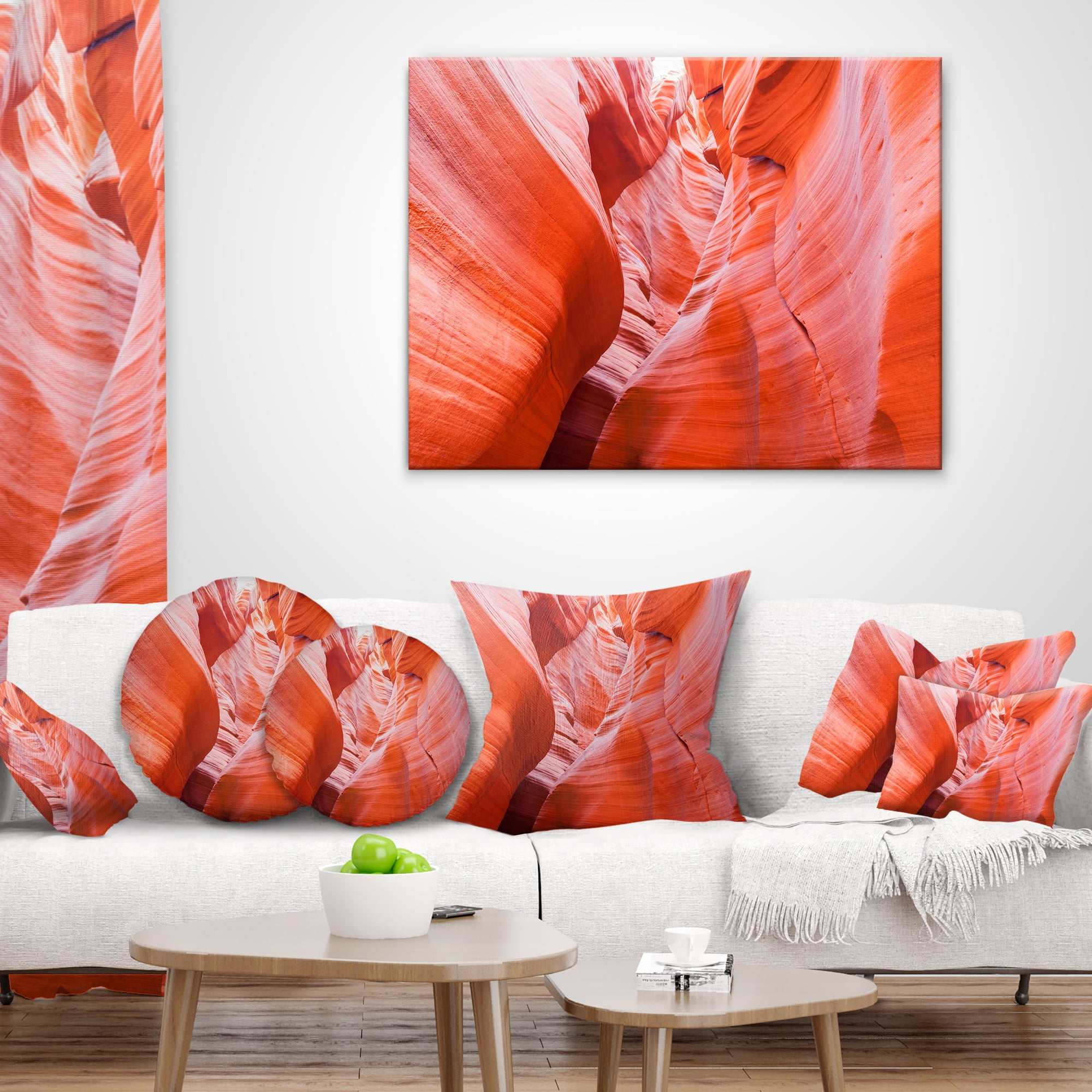 Designart Antelope Canyon Walls - Landscape Photo Throw Pillow - 16x16