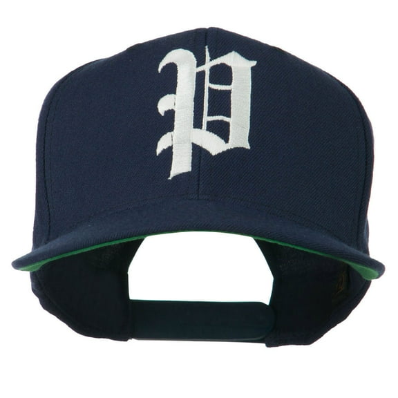 Old English P Embroidered Flat Bill Cap - Navy OSFM