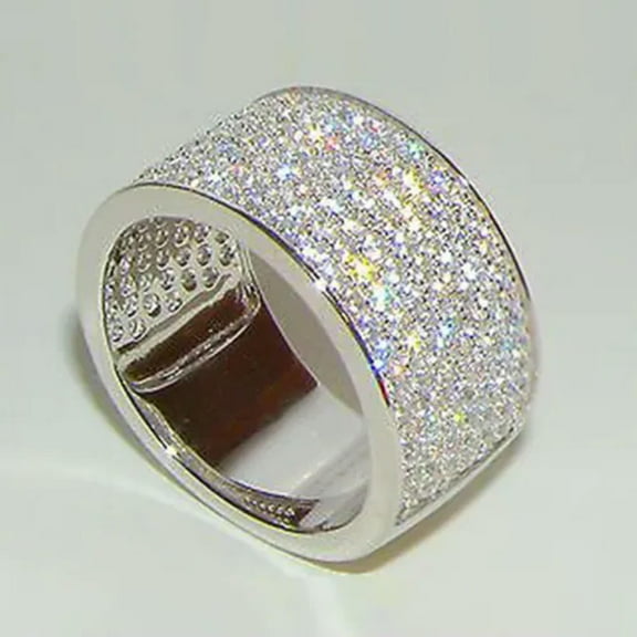 Gorgeous Wedding Band 925 Silver Rings Cubic Zirconia Women Gift Sz 6-10