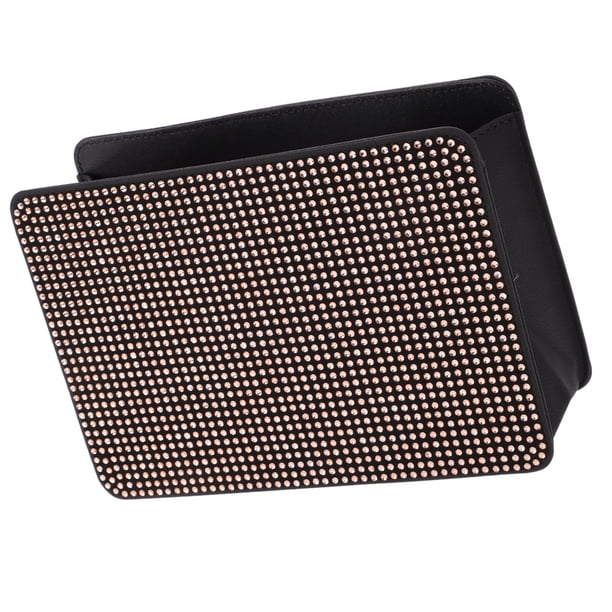 Bote de Basura para Automóvil Único Plegable de Cuero Sintético Champagne Negro 1 Pcs