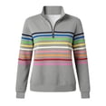 thumbnail image 7 of Zxlsdmn Women's 1/4 Zip Sweatshirt Comfy Stand Collar Pullover Tops Fashion Striped Long Sleeve Sweatshirts Lightweight Fall Winter Going Out Clothes Gray S, 7 of 7